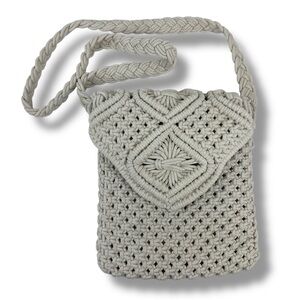 Tommy Bahama Crossbody Ivory Crochet Macramé Flap Bag Purse Braided Strap